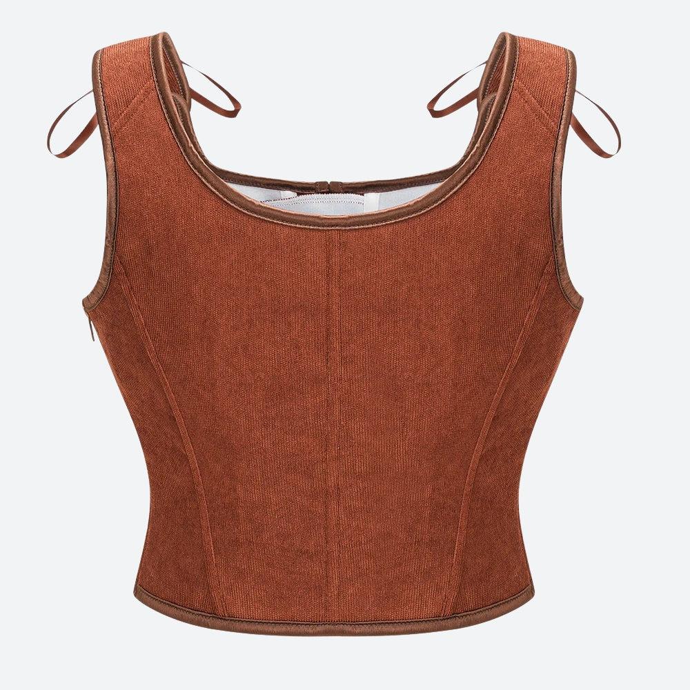 Vintage Corduroy Lace Up Corset Top