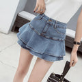 Denim Tiered Ruffle High Waist Mini Skirt