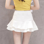 Denim Tiered Ruffle High Waist Mini Skirt