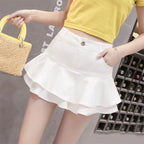 Denim Tiered Ruffle High Waist Mini Skirt