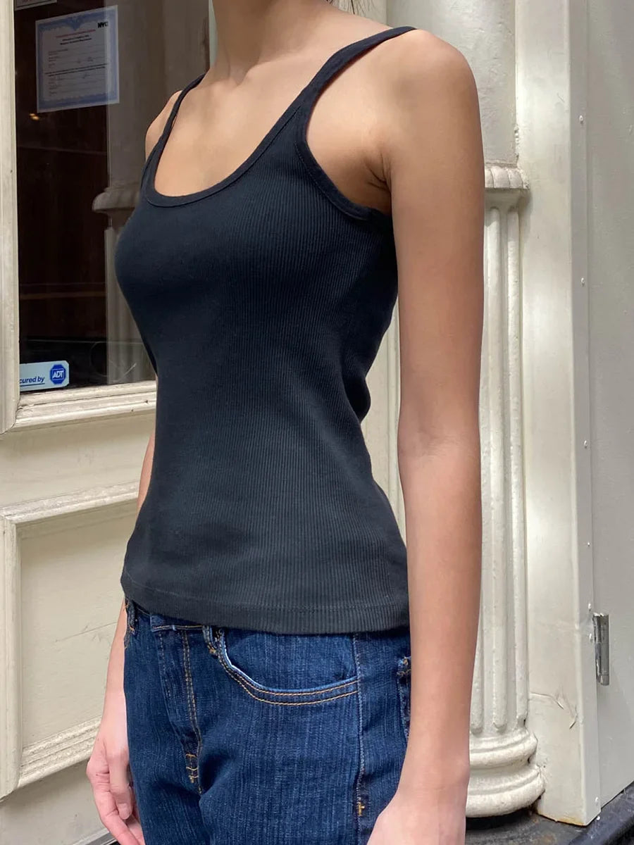 DressBetty - 2024 Black Sexy Sleeveless Cotton Vest for Women