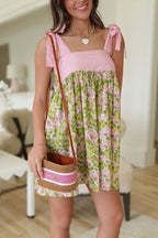 Vintage Strappy Floral Print Mini Dress