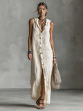 Patchwork Solid Color Long Dress