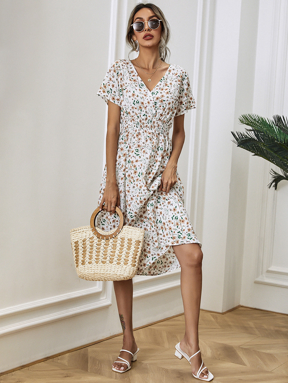 Fatima Timeless Women's Dress with Floral Pattern Elevated Occasion Wear