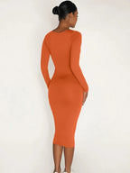 DressBetty - 2024 Classics Solid Collar Long-sleeved Vintage Sexy Bodycon Dress