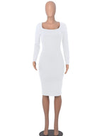 DressBetty - 2024 Classics Solid Collar Long-sleeved Vintage Sexy Bodycon Dress