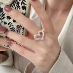 Wavy Heart Silver Ring