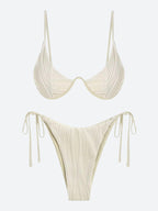 Wavy Striped Wired Cup Bikini Set