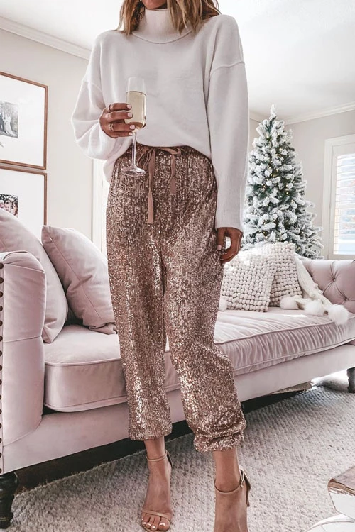 Stylish Festive Party Sequin Pants