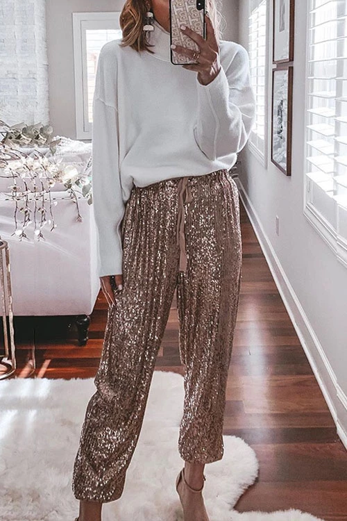 Stylish Festive Party Sequin Pants
