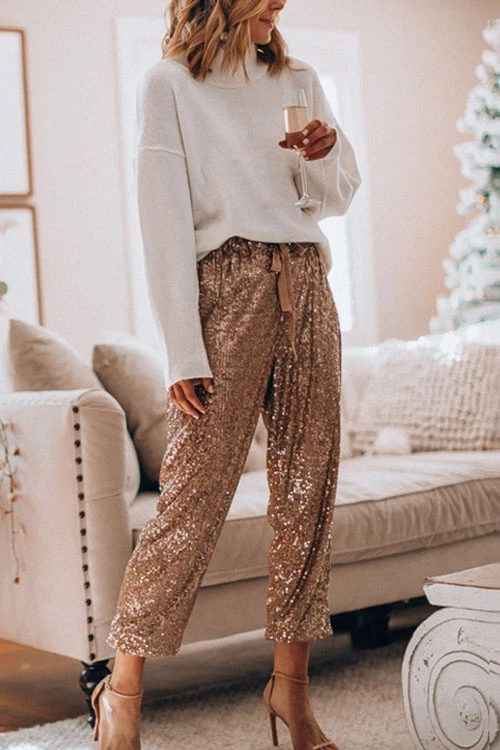 Stylish Festive Party Sequin Pants