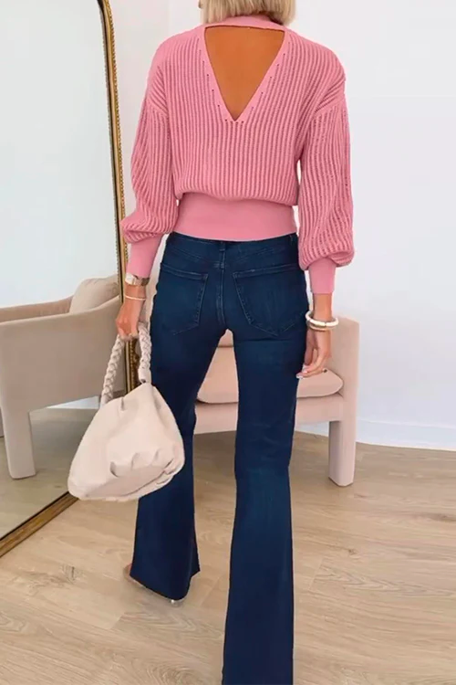 Raw Hem Flare Bottoms Denim Pants