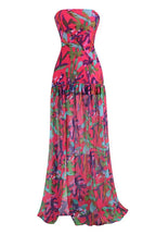 Isis Elevated Strapless Maxi Dress with Slit and Print Statement Occasion Edit