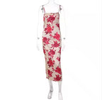 Alejandra Statement Long Bodycon Dress with Rose Print Boutique Collection