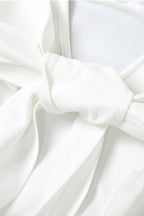 Wide Strap Scoop Back Tie Bow Long Sash Fit and Flare Mini Dress
