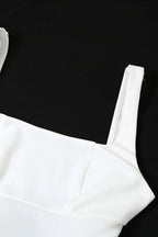 Wide Strap Scoop Back Tie Bow Long Sash Fit and Flare Mini Dress