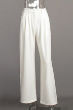 White High-rise Wide Leg Long Pants