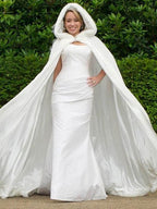 White Faux Fur Coat Hoodie Full Length Women Faux Fur Poncho