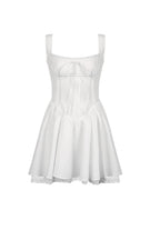 Lace Trim Corset Bodice Ruffle Strap Tiered Ruffle Hem Mini Dress