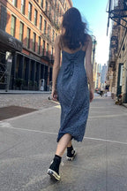 Ditsy Floral Print Spaghetti Strap Scoop Neck Bodycon Midi Dress