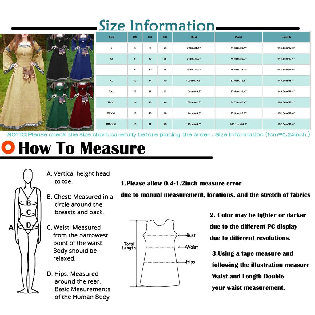 Celtic Knot Trim Bell Sleeve Scoop Neck Medieval Maxi Dress