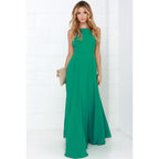 Square Neck Spaghetti Strap Chiffon Pleated Maxi Dress