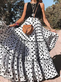 Tiered Ruffle Polka Dot Maxi Skirt