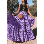 Tiered Ruffle Polka Dot Maxi Skirt