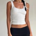 Ribbed Bowknot O-Neck Crop Top