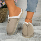 Women Warm Fur Cotton Slippers Flats Shoe Suede Winter Short Plush Luxury Fashion Casual Non-Slip Snow Boots Mujer Zapatos Mules