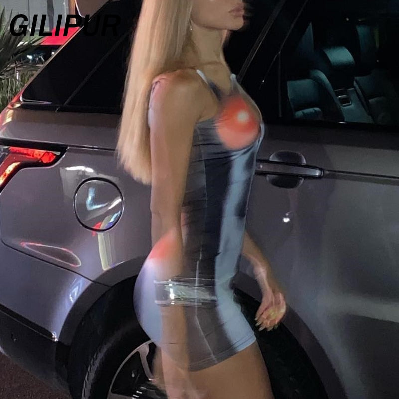 DressBetty - Women Y2k Summer Party Dress Slim 3D Printed Bodycon Skirts Sexy Outfits