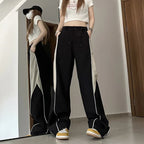 Y2K  Contrasting Colors Straight Mopping  High Waist Sweatpants