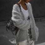 Cardigans Fashion V-neck Oversized Solid Knitted Sweater