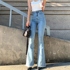DressBetty - Casual High Waist Slim Flare Jeans High Street Vintage Stretchable Boot Cut Denim Pants