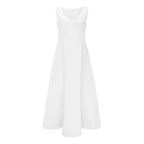 Elegant White Long Maxi Fashion Casual V Neck Sleeveless Slim Solid Color Party Wedding Dress