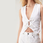 Denim Tie-Up Jean Crop Top