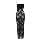 Floral Lace Spaghetti Strap Slip Midi Dress