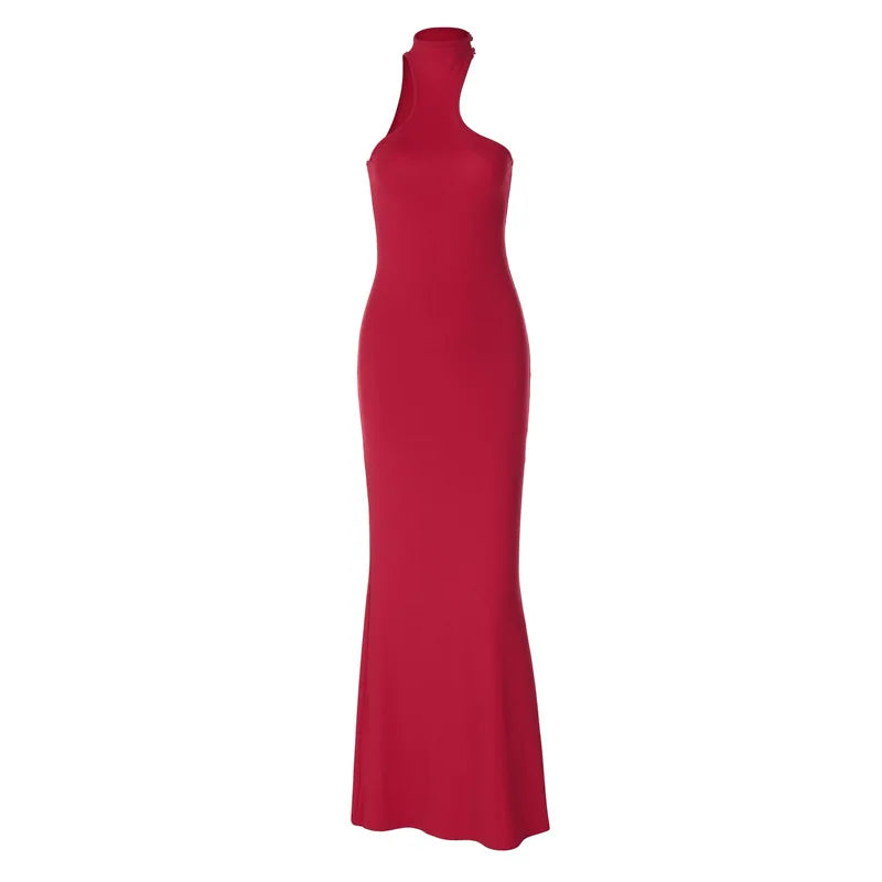 Halter Neck Keyhole Open Shoulder Bodycon Midi Dress