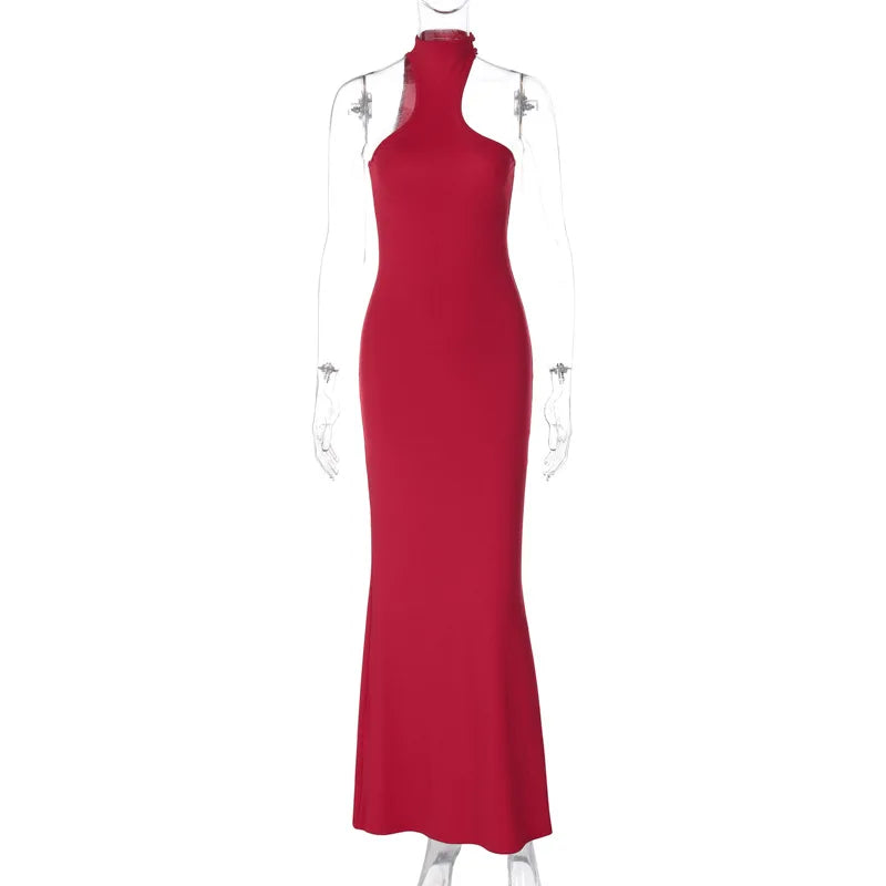 Halter Neck Keyhole Open Shoulder Bodycon Midi Dress