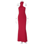 Halter Neck Keyhole Open Shoulder Bodycon Midi Dress