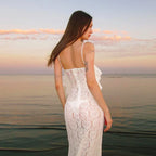 Square Neck Ruched Bust Floral Lace Bodycon Maxi Dress