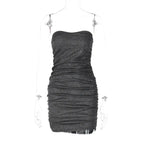 Strapless Sequin Ruched Sweetheart Bodycon Mini Dress