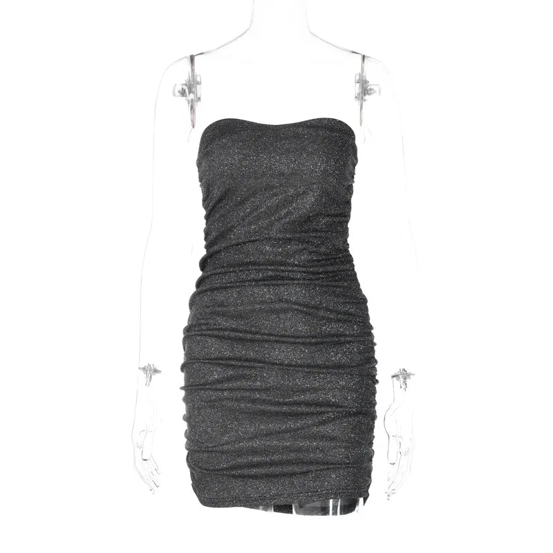Strapless Sequin Ruched Sweetheart Bodycon Mini Dress