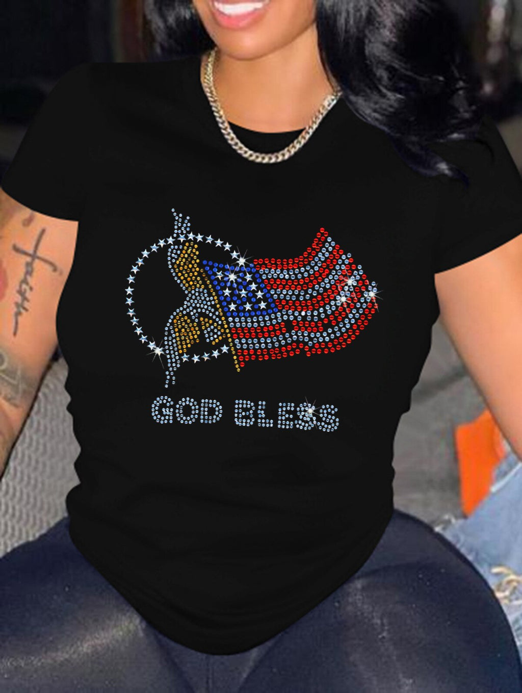 DressBetty - Casual Bricked Letter Print T-Shirts