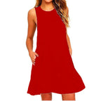 Sleeveless Scoop Neck Pocket Swing A-Line Mini Dress