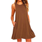 Sleeveless Scoop Neck Pocket Swing A-Line Mini Dress