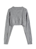 Long Round Collar Pullover Short Twist Solid Winter Sweater