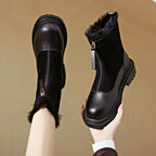 Women__ Ankle Boots with Mixed-Texture Leather Finish