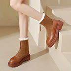 Women__ Ankle Boots with Mixed-Texture Leather Finish