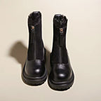 Women__ Ankle Boots with Mixed-Texture Leather Finish
